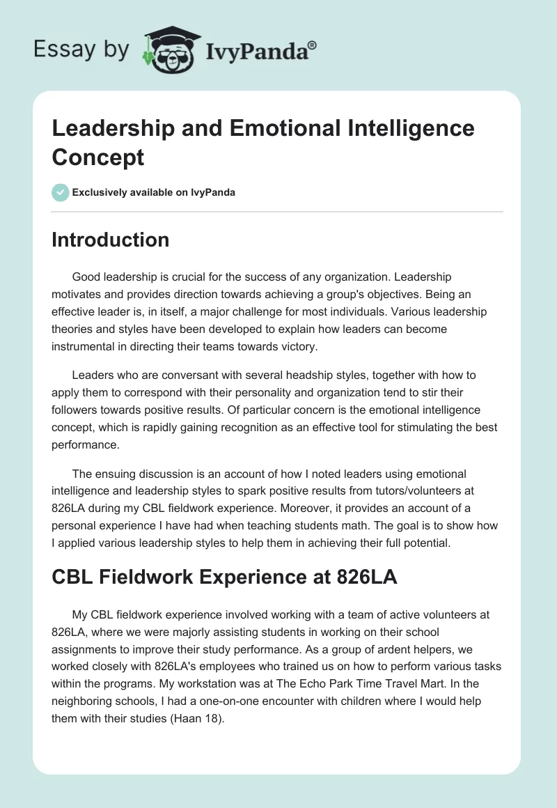 Leadership and Emotional Intelligence Concept. Page 1