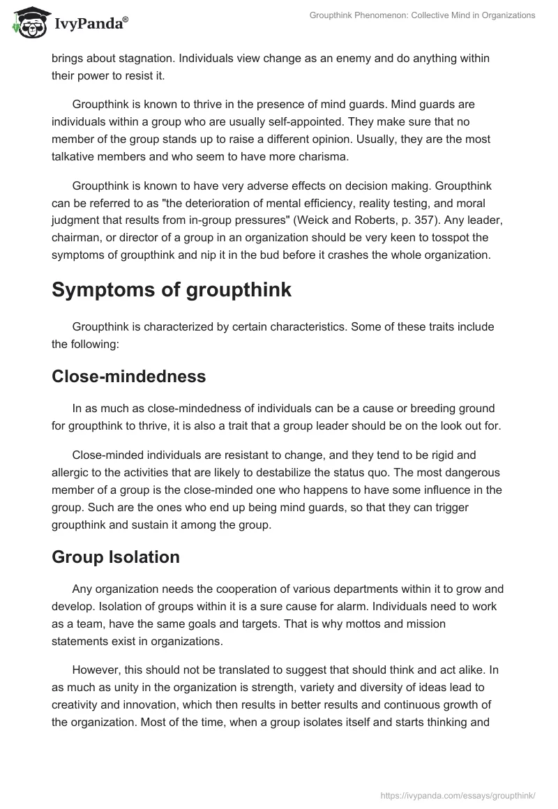 Groupthink Phenomenon: Collective Mind in Organizations. Page 2