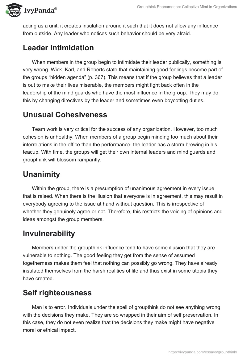 Groupthink Phenomenon: Collective Mind in Organizations. Page 3