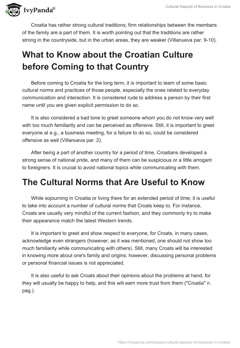 Cultural Aspects of Business in Croatia. Page 2