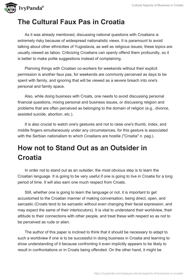 Cultural Aspects of Business in Croatia. Page 3