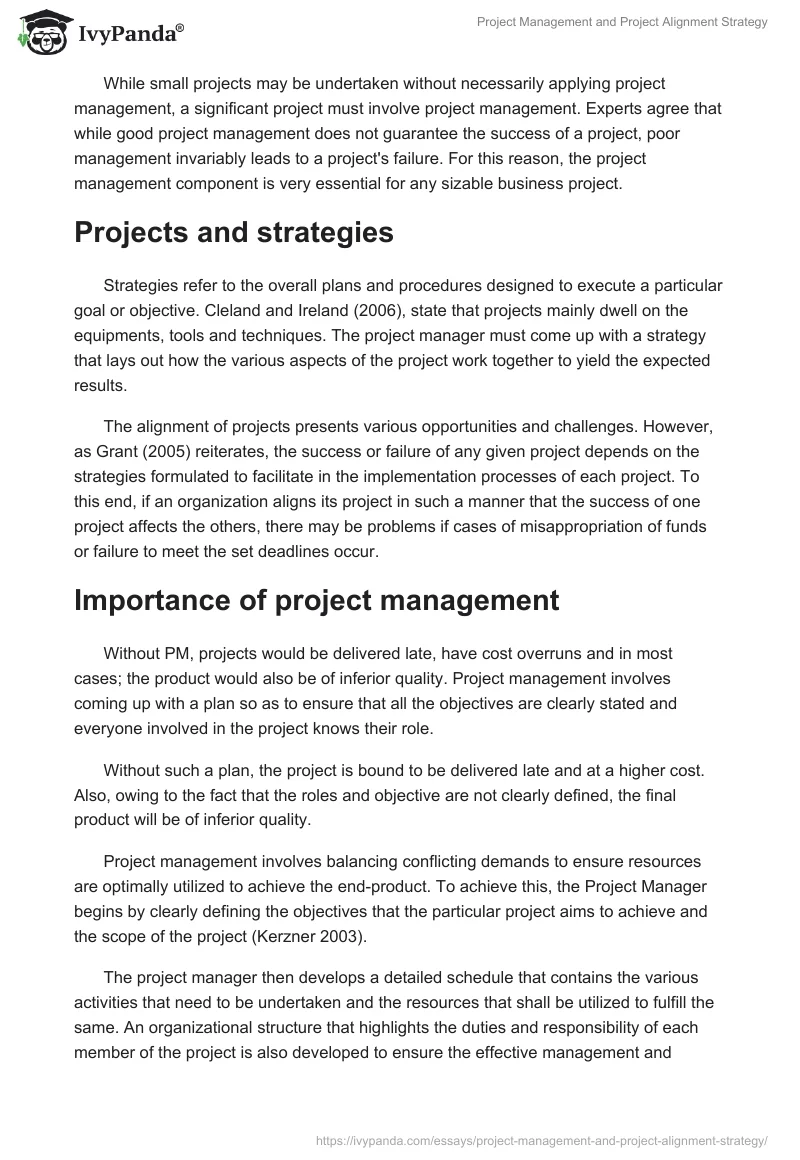 Project Management and Project Alignment Strategy. Page 2
