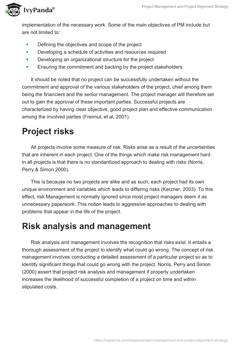 Project Management and Project Alignment Strategy. Page 3