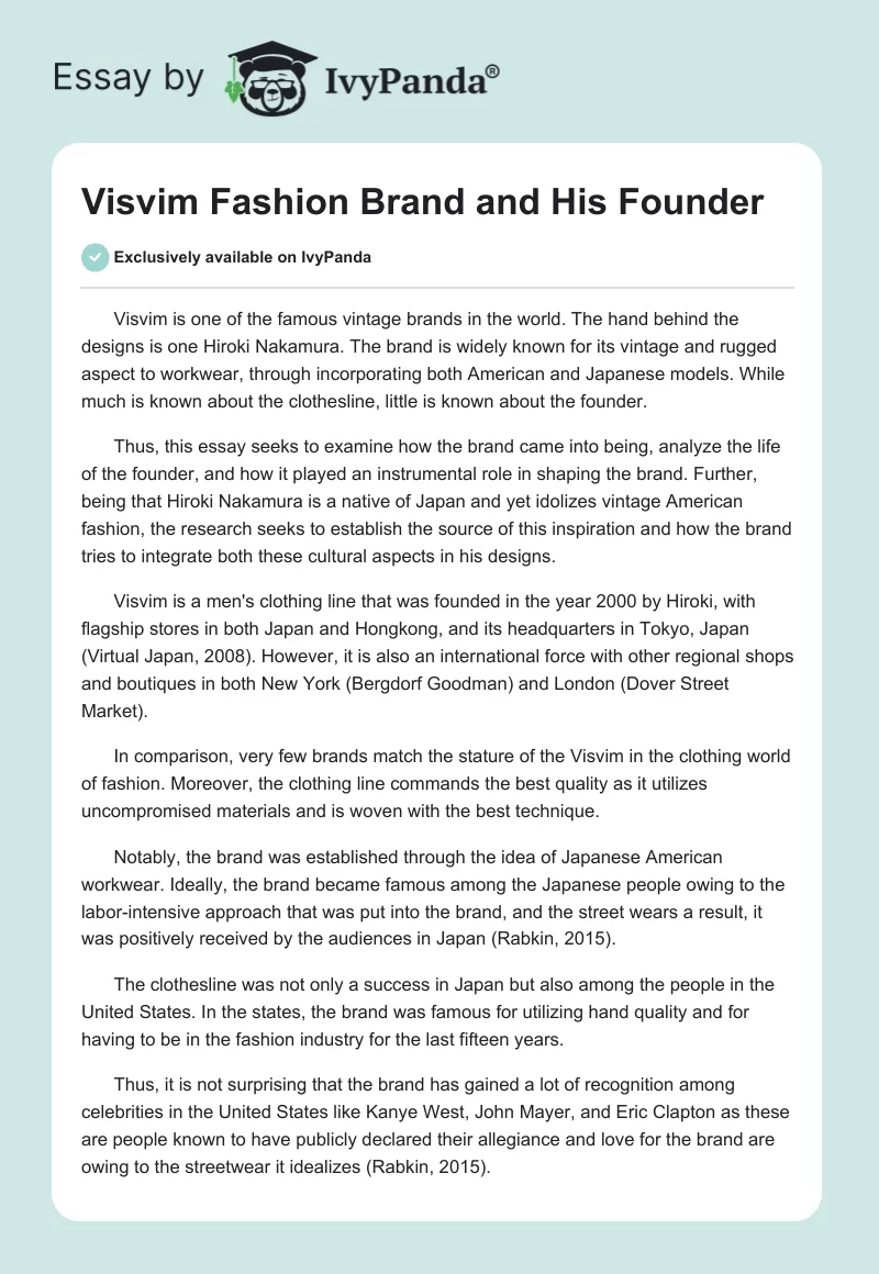 Visvim Fashion Brand and His Founder. Page 1