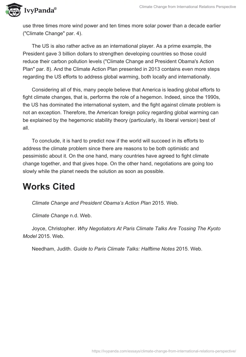 Climate Change From International Relations Perspective. Page 2