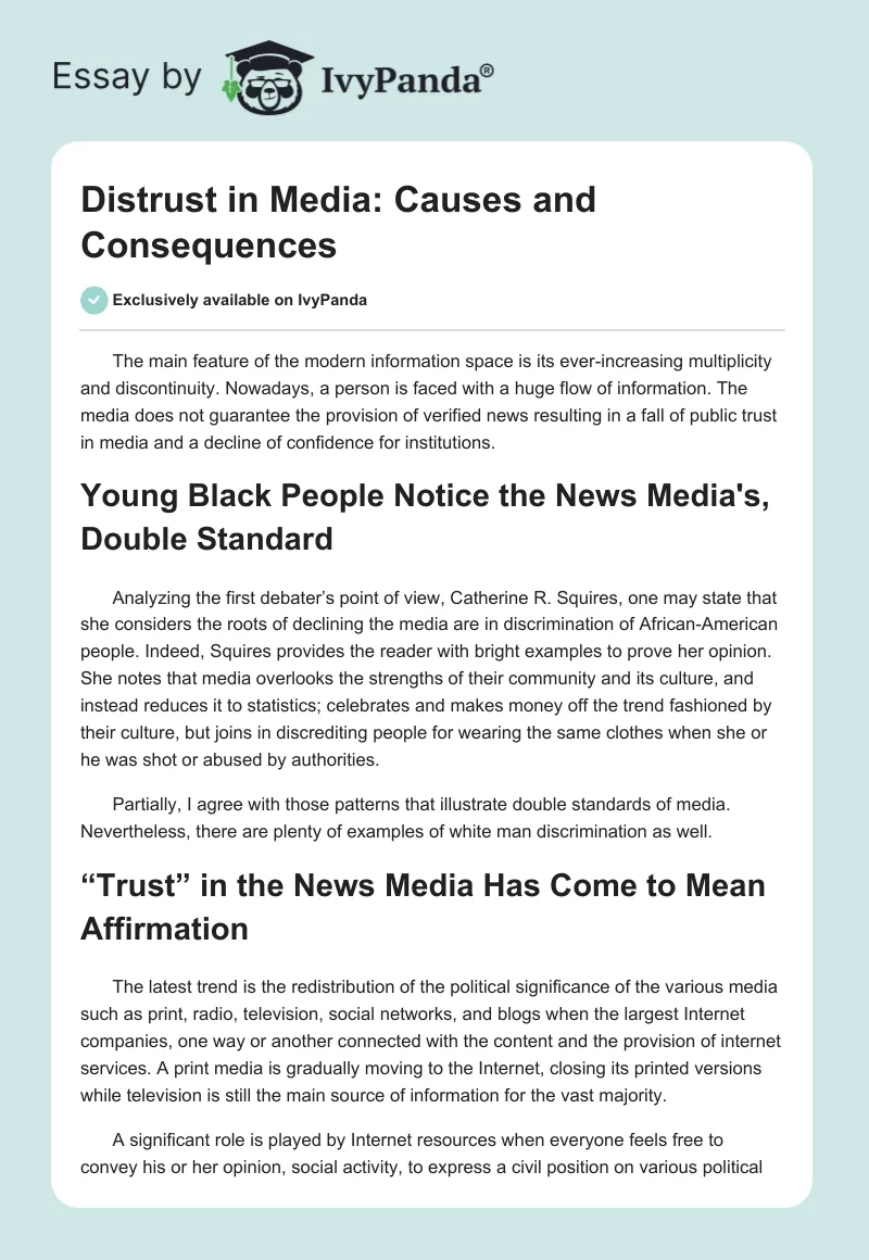 Distrust in Media: Causes and Consequences. Page 1