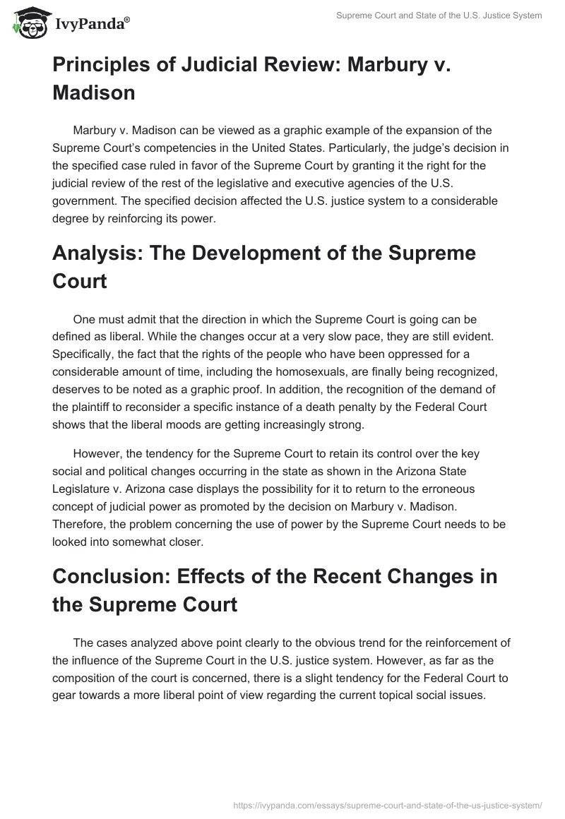 Supreme Court and State of the U.S. Justice System. Page 2