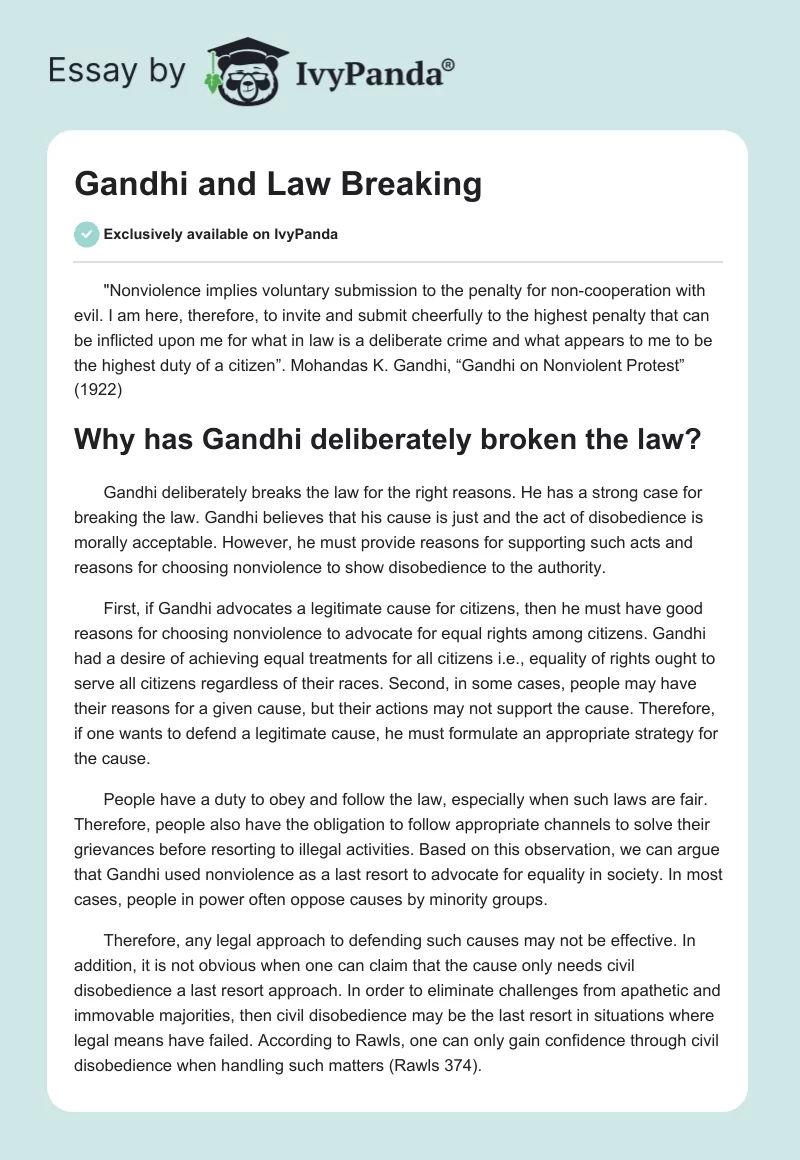 Gandhi and Law Breaking. Page 1