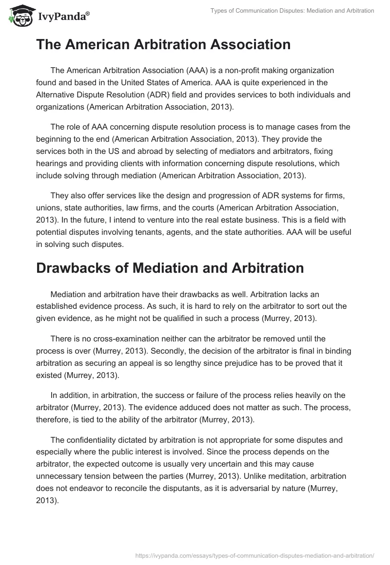 Types of Communication Disputes: Mediation and Arbitration. Page 2