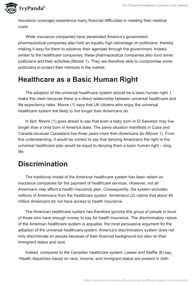 The Universal Healthcare System in the America. Page 3