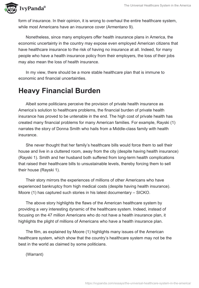 The Universal Healthcare System in the America. Page 5