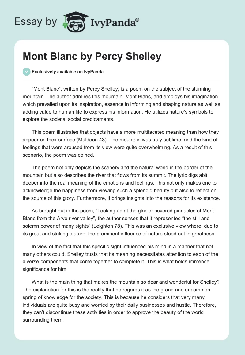 "Mont Blanc" by Percy Shelley. Page 1