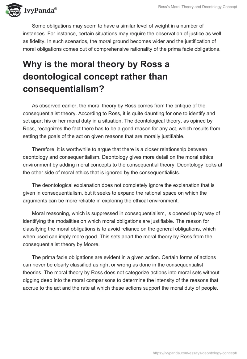 Ross’s Moral Theory and Deontology Concept. Page 3