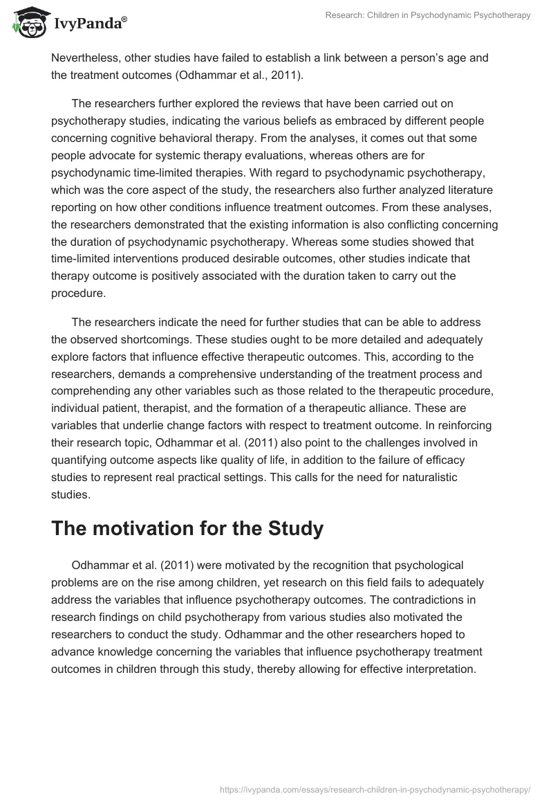 Research: Children in Psychodynamic Psychotherapy. Page 3