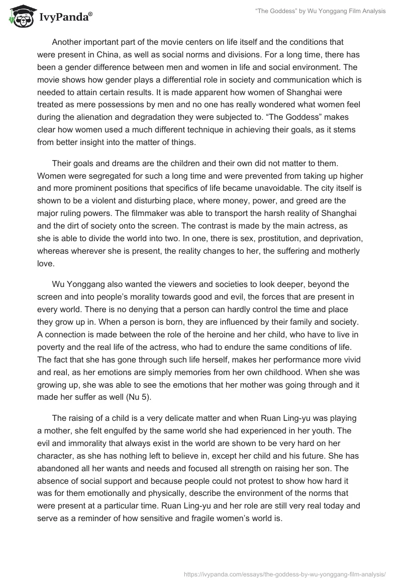 “The Goddess” by Wu Yonggang Film Analysis. Page 2