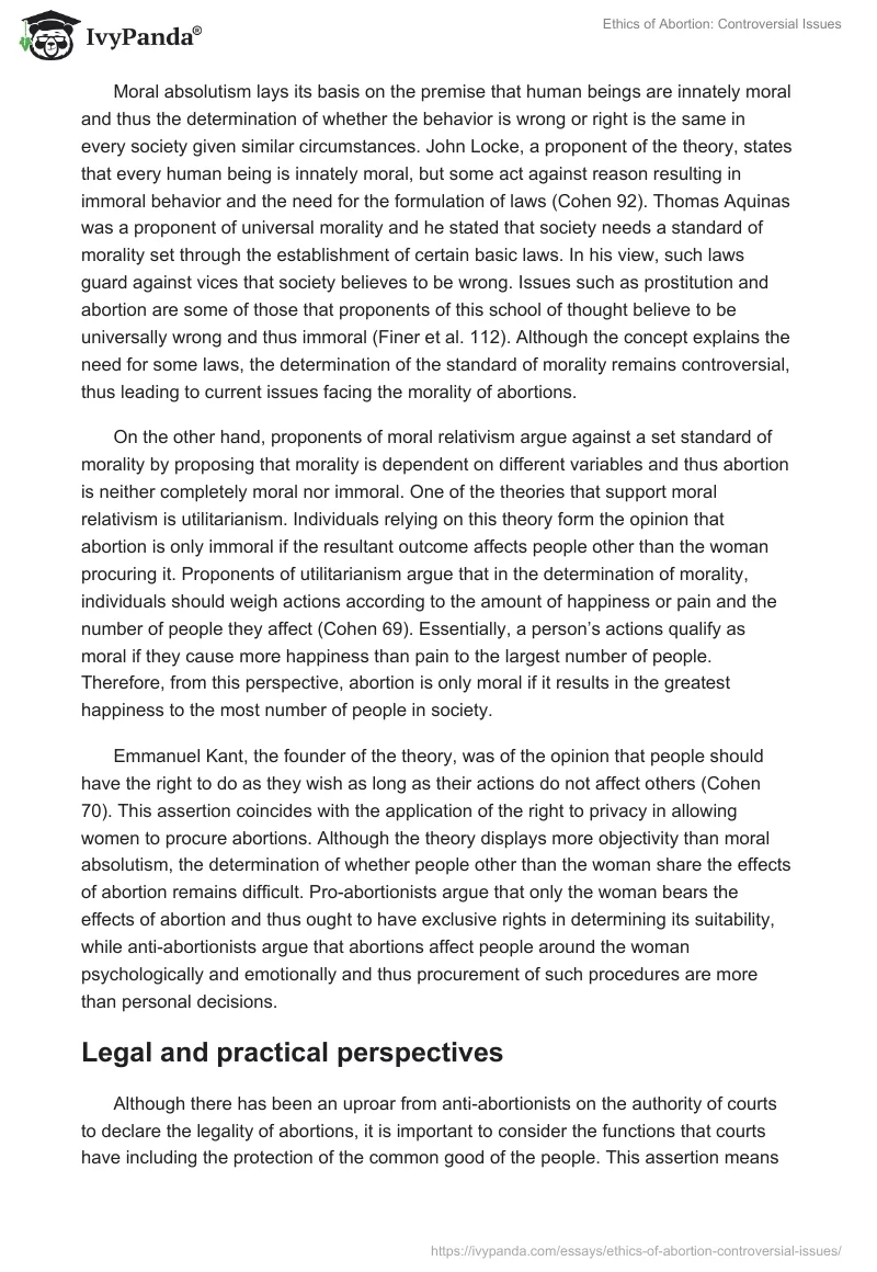 Ethics of Abortion: Controversial Issues. Page 3