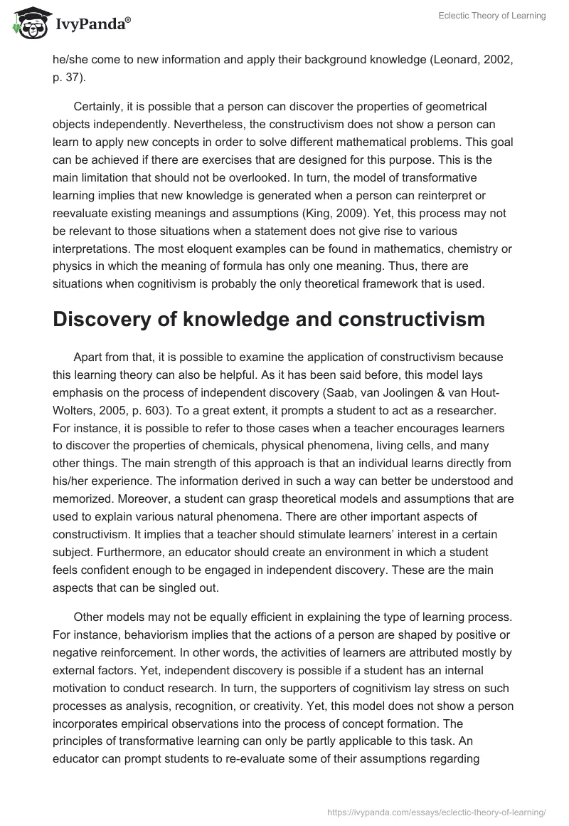 Eclectic Theory of Learning. Page 3