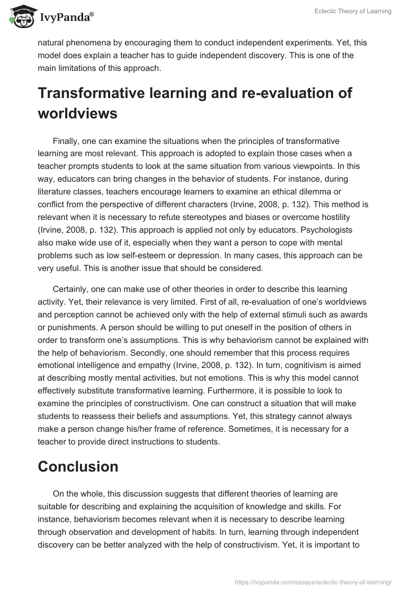 Eclectic Theory of Learning. Page 4