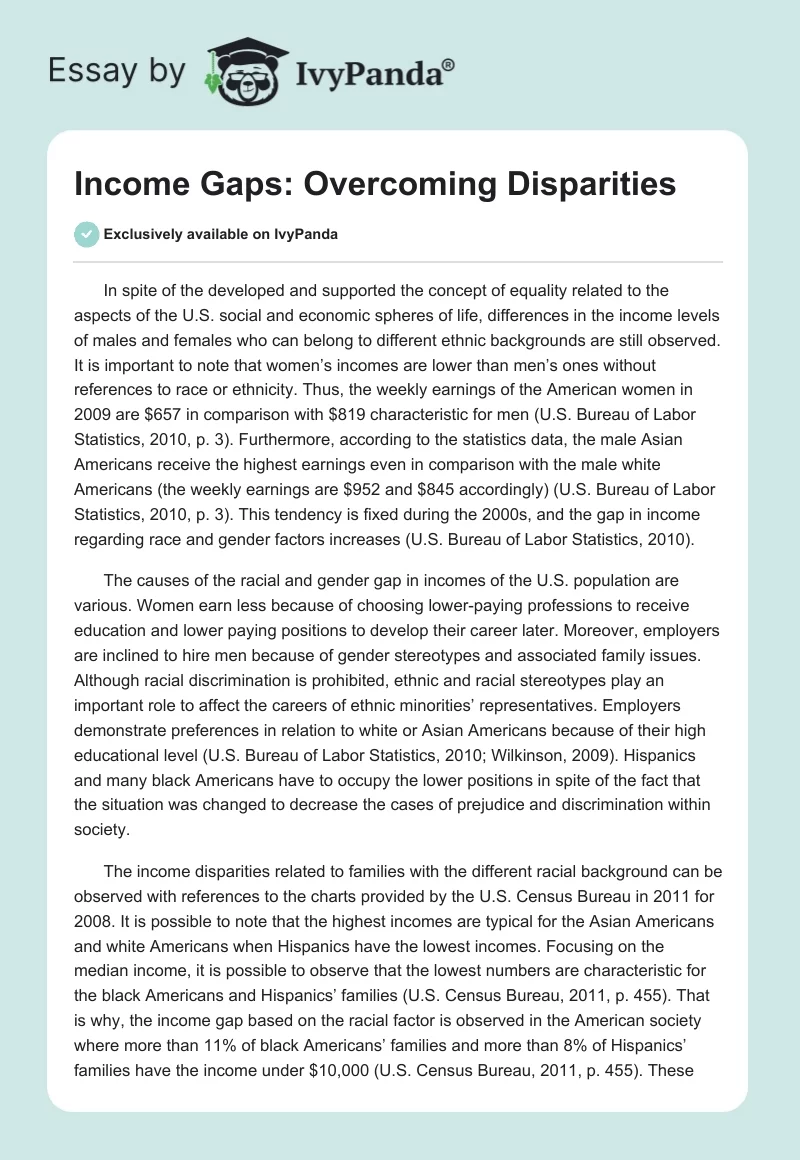 Income Gaps: Overcoming Disparities. Page 1