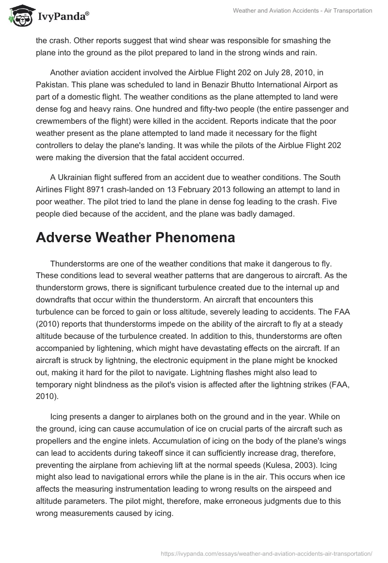 Weather and Aviation Accidents - Air Transportation. Page 2