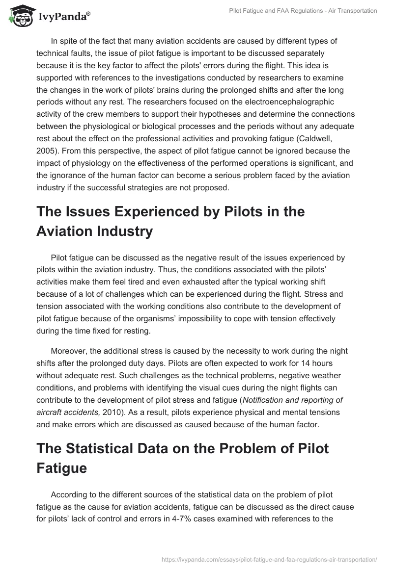 Pilot Fatigue and FAA Regulations - Air Transportation. Page 2