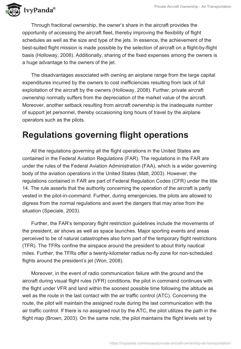 Private Aircraft Ownership - Air Transportation. Page 3
