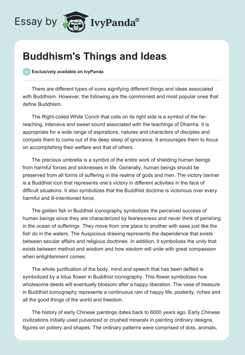 Buddhism's Things and Ideas. Page 1