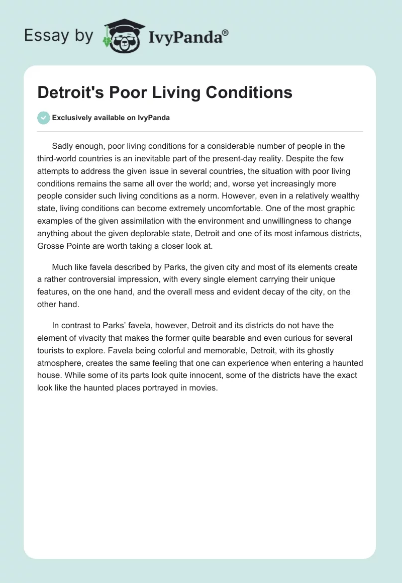Detroit's Poor Living Conditions. Page 1