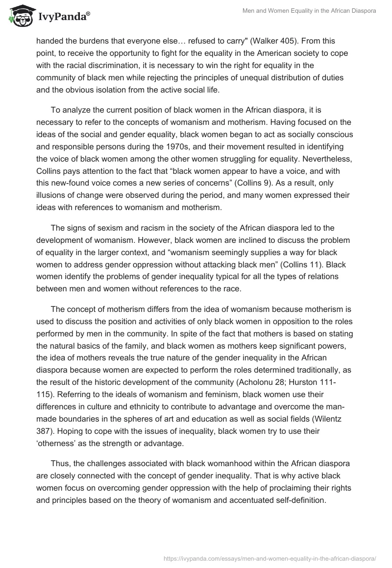 Men and Women Equality in the African Diaspora. Page 2