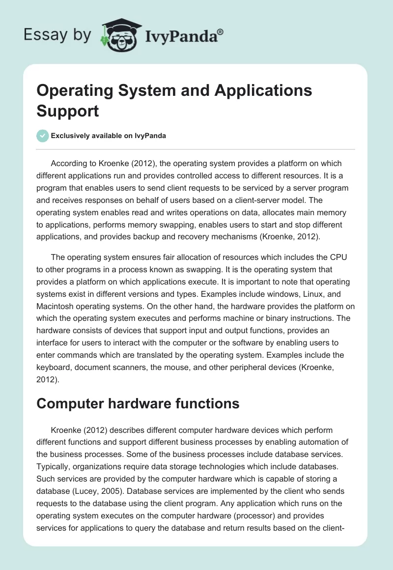 Operating System and Applications Support. Page 1