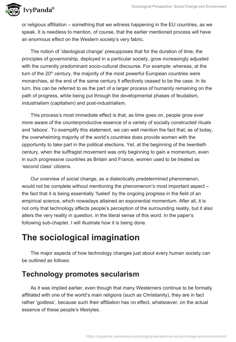 Sociological Perspective: Social Change and Environment. Page 2