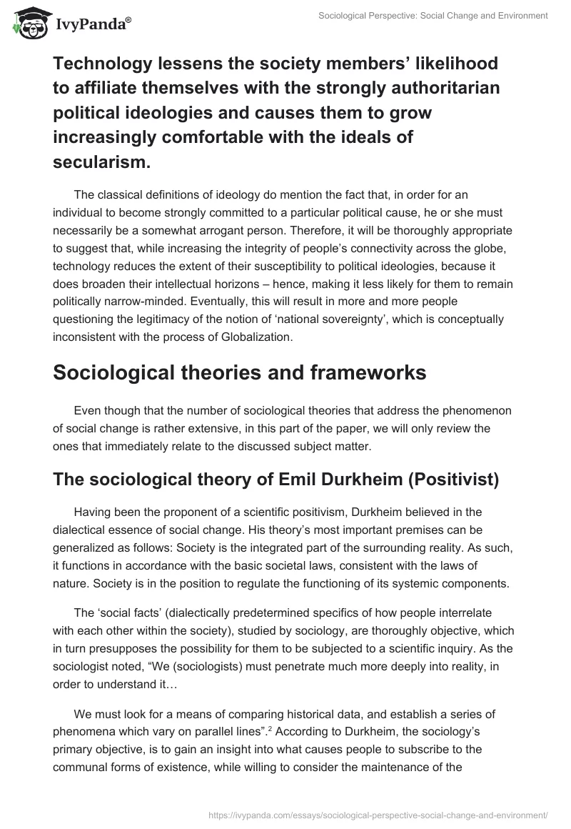Sociological Perspective: Social Change and Environment. Page 4