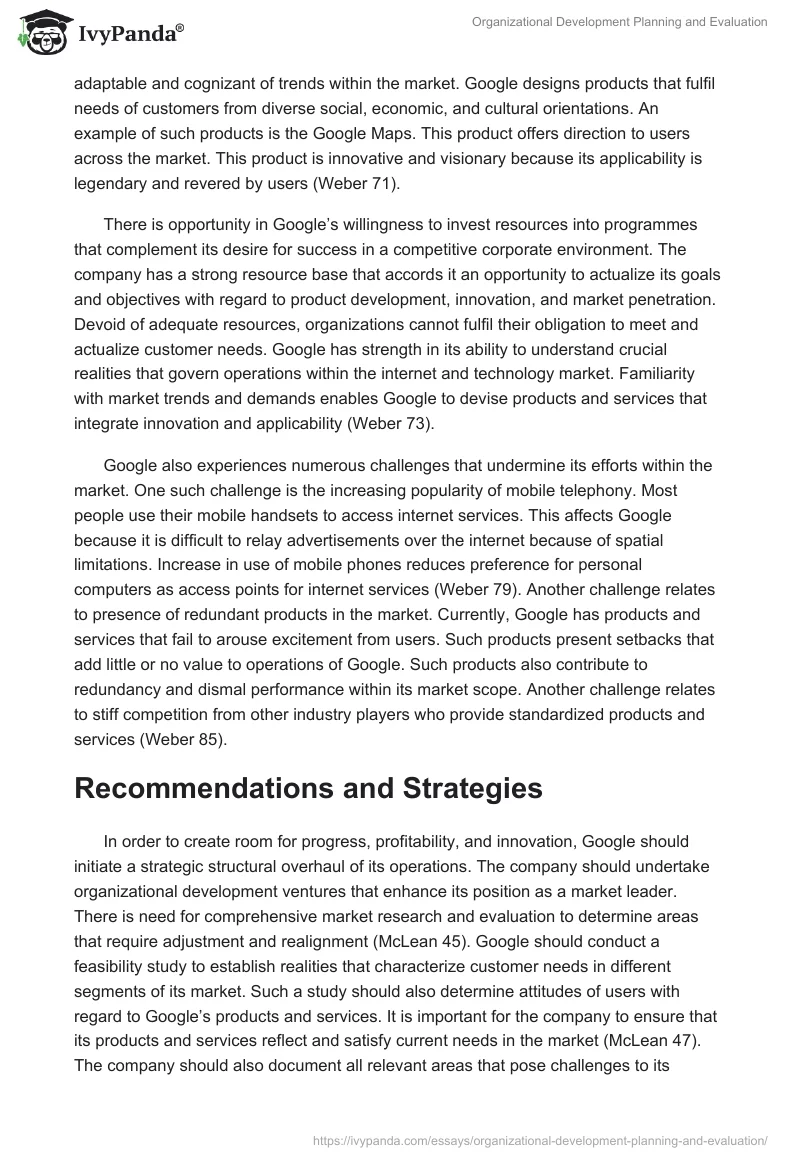 Organizational Development Planning and Evaluation. Page 4