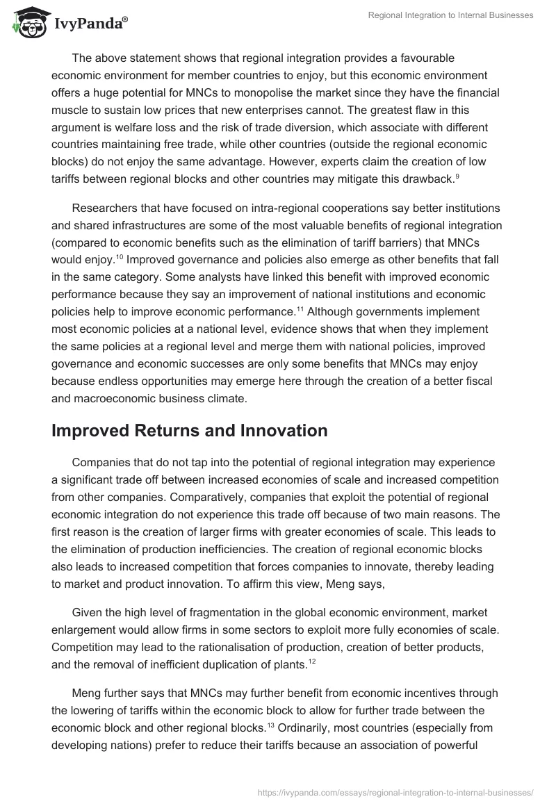 Regional Integration to Internal Businesses. Page 3