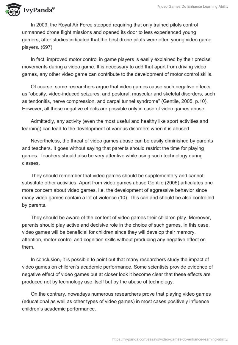Video Games Do Enhance Learning Ability. Page 4