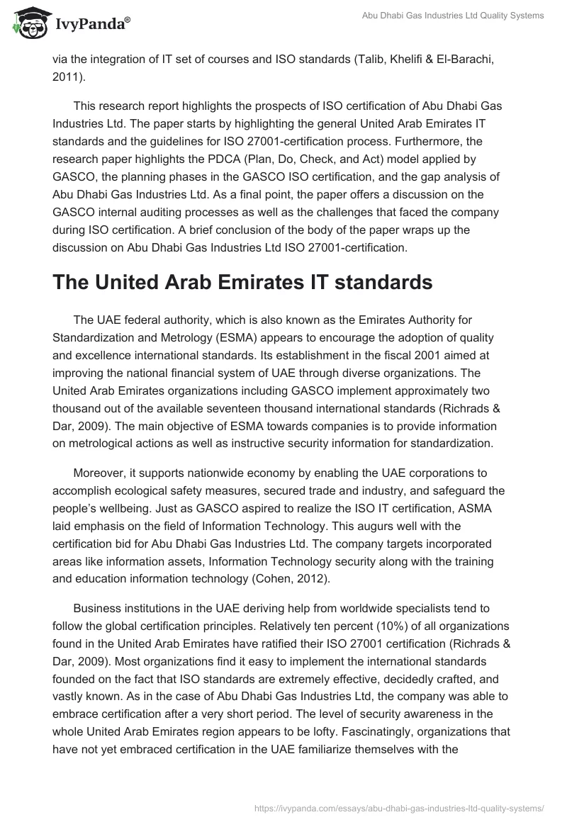 Abu Dhabi Gas Industries Ltd Quality Systems. Page 2