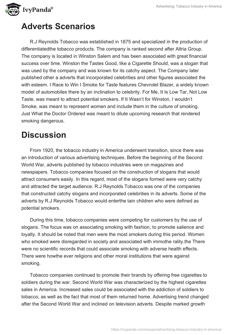 Advertising: Tobacco Industry in America. Page 2