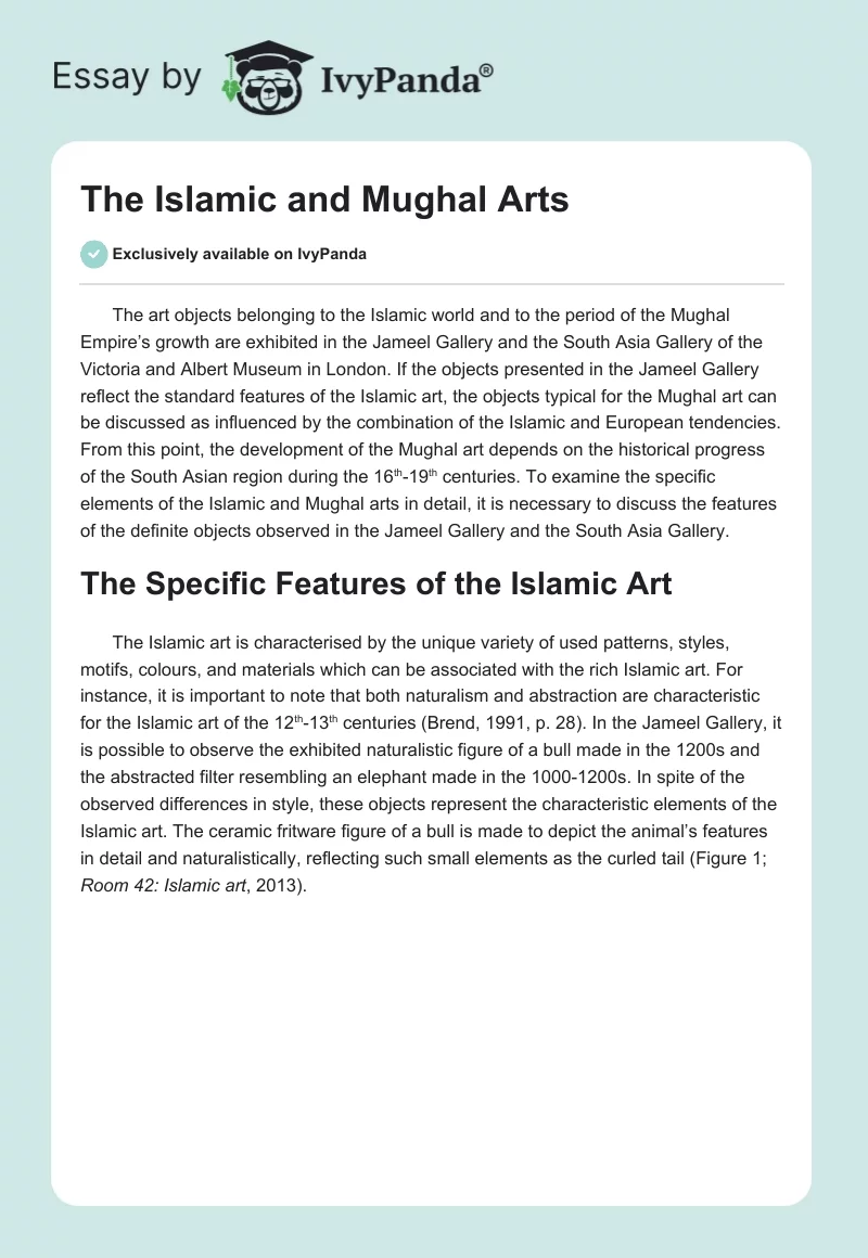 The Islamic and Mughal Arts. Page 1