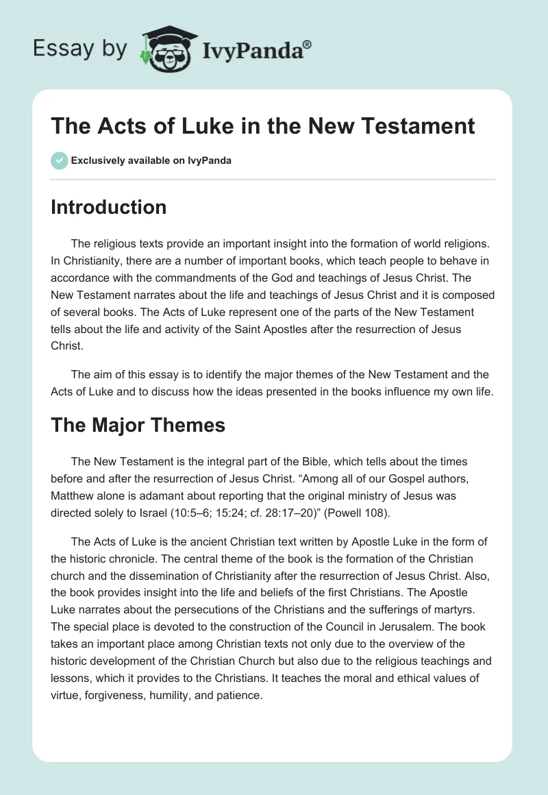 The Acts of Luke in the New Testament. Page 1