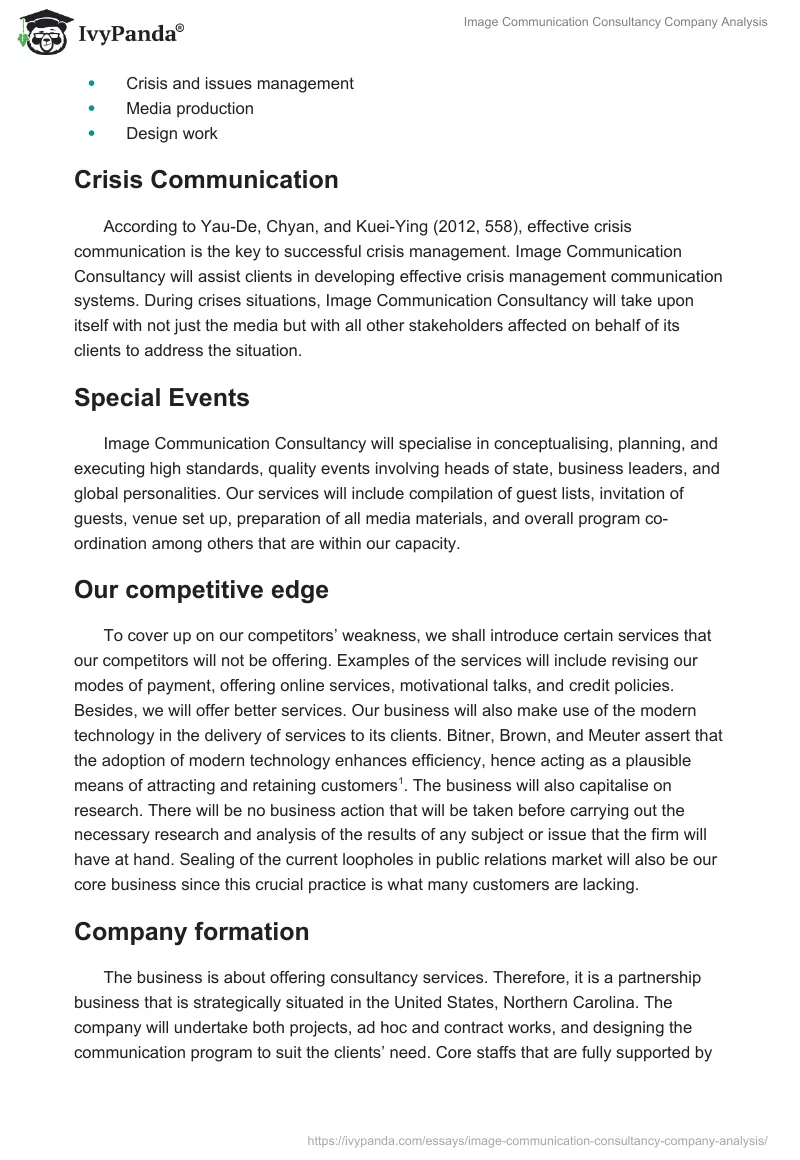 Image Communication Consultancy Company Analysis. Page 4