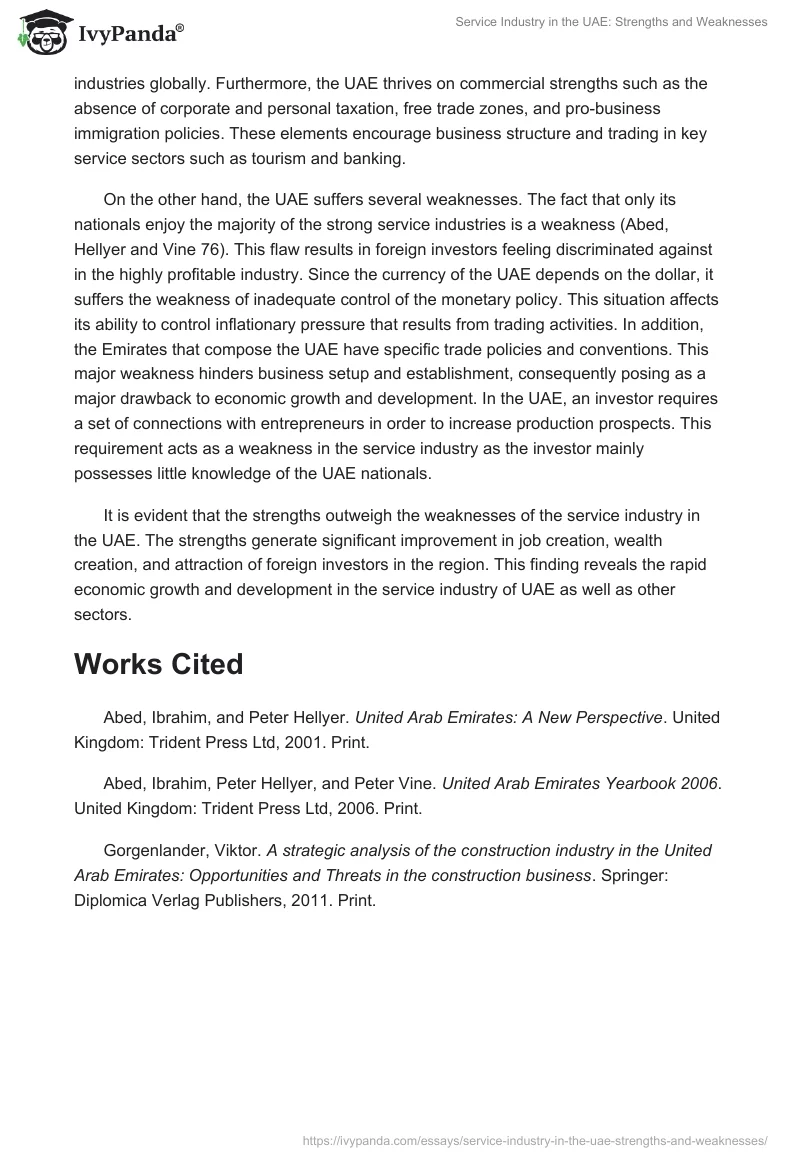 Service Industry in the UAE: Strengths and Weaknesses. Page 2
