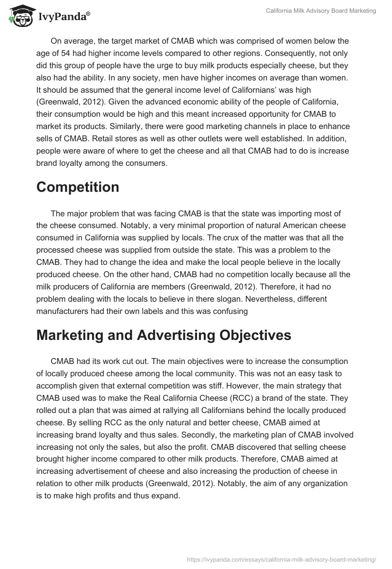 California Milk Advisory Board Marketing. Page 2