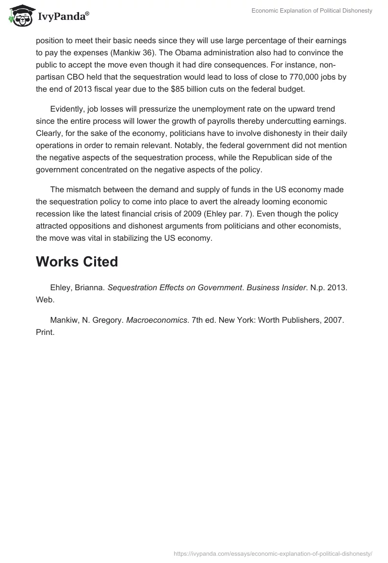 Sequestration Proposal: Impact on National Debt and Economy. Page 2