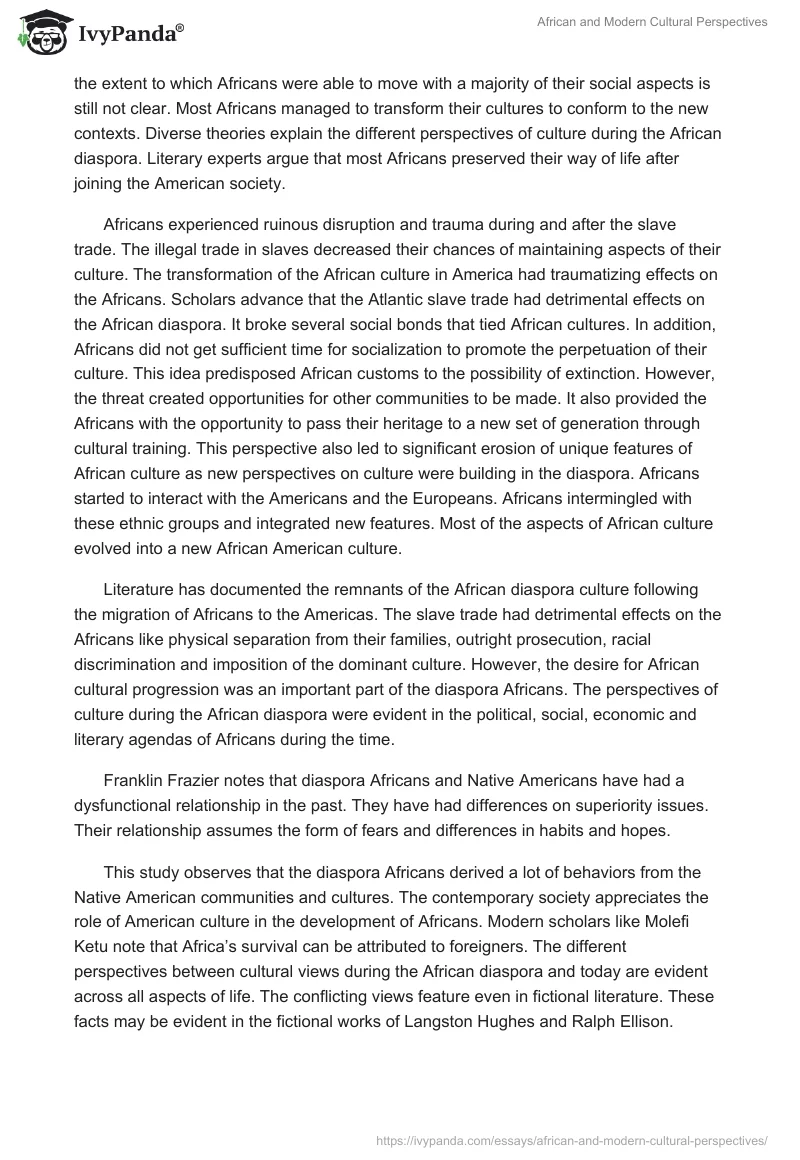 African and Modern Cultural Perspectives. Page 2