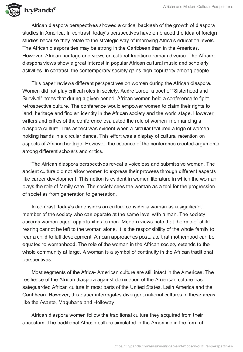 African and Modern Cultural Perspectives. Page 3