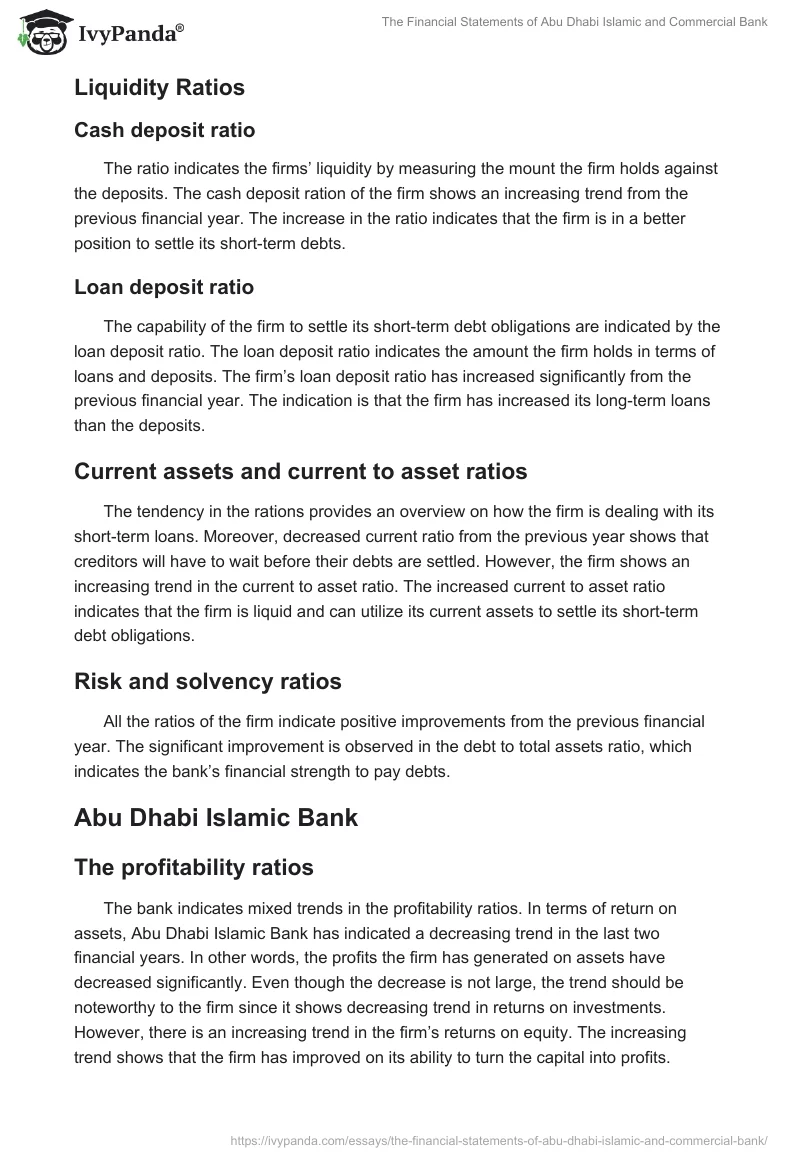 The Financial Statements of Abu Dhabi Islamic and Commercial Bank. Page 3