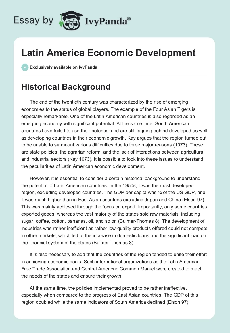 Latin America Economic Development. Page 1