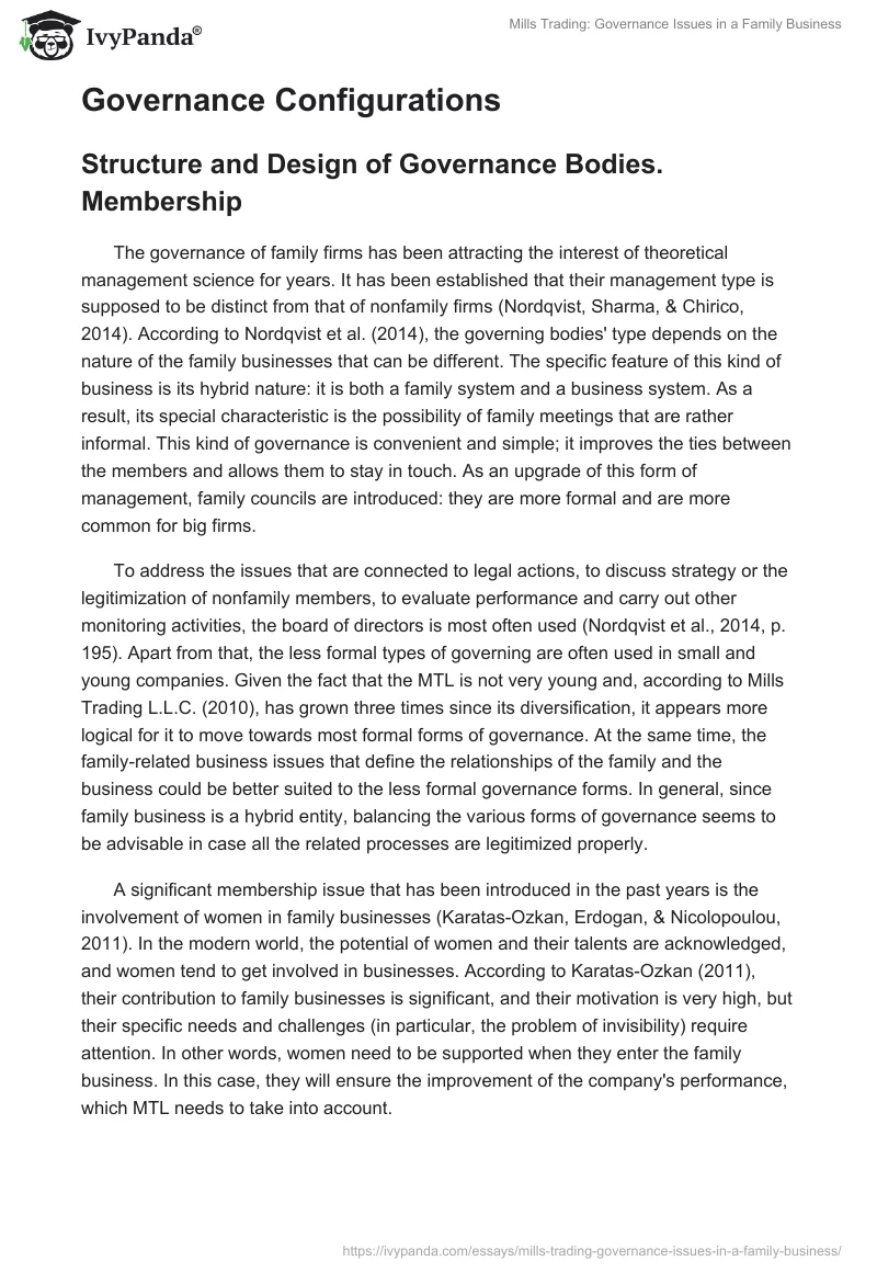 Mills Trading: Governance Issues in a Family Business. Page 2