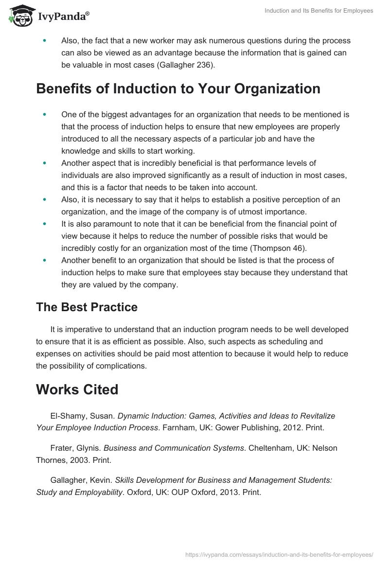 Induction and Its Benefits for Employees. Page 2