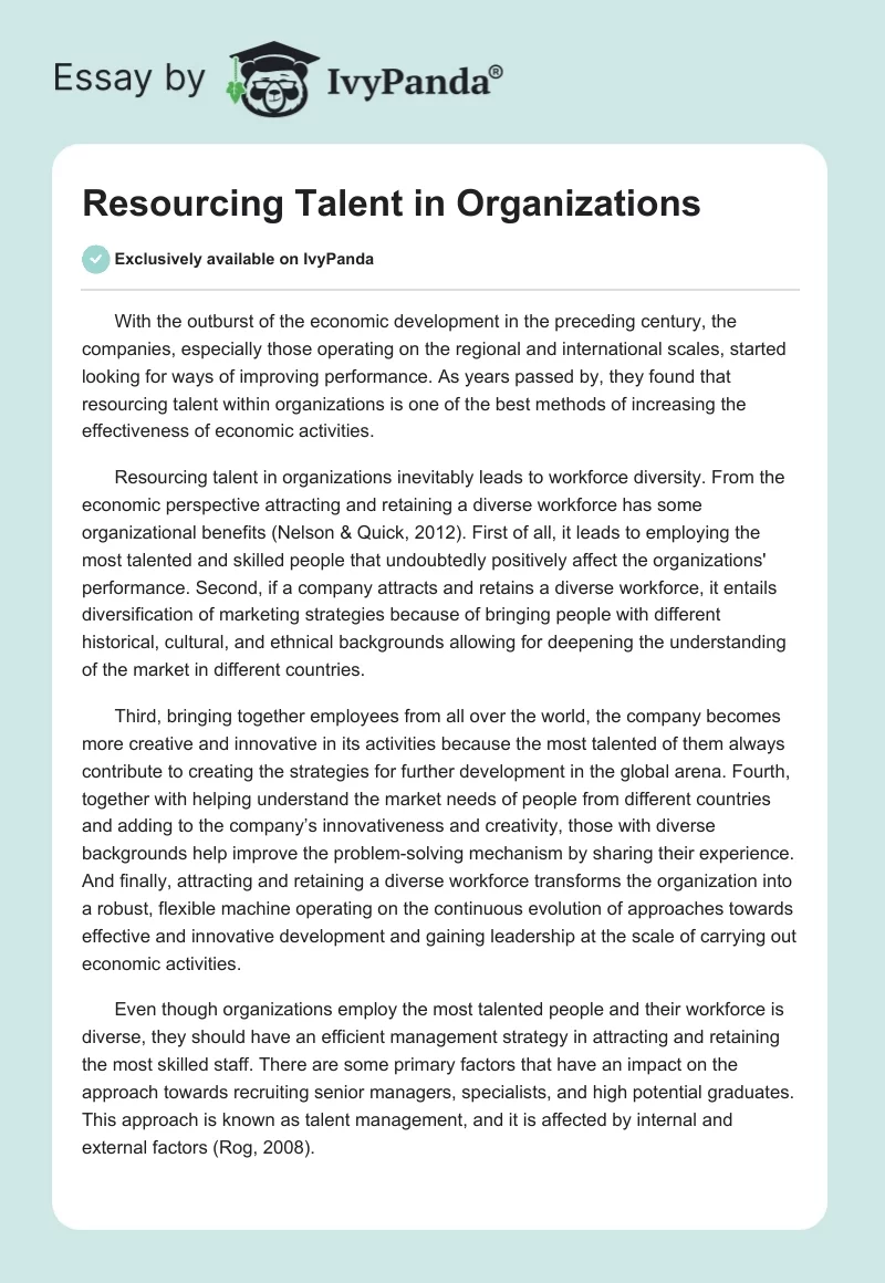 Resourcing Talent in Organizations. Page 1